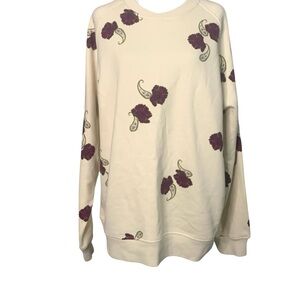 NWT Houston White x Target Cream Sweat Shirt with Floral Design Large Unisex